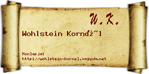 Wohlstein Kornél névjegykártya